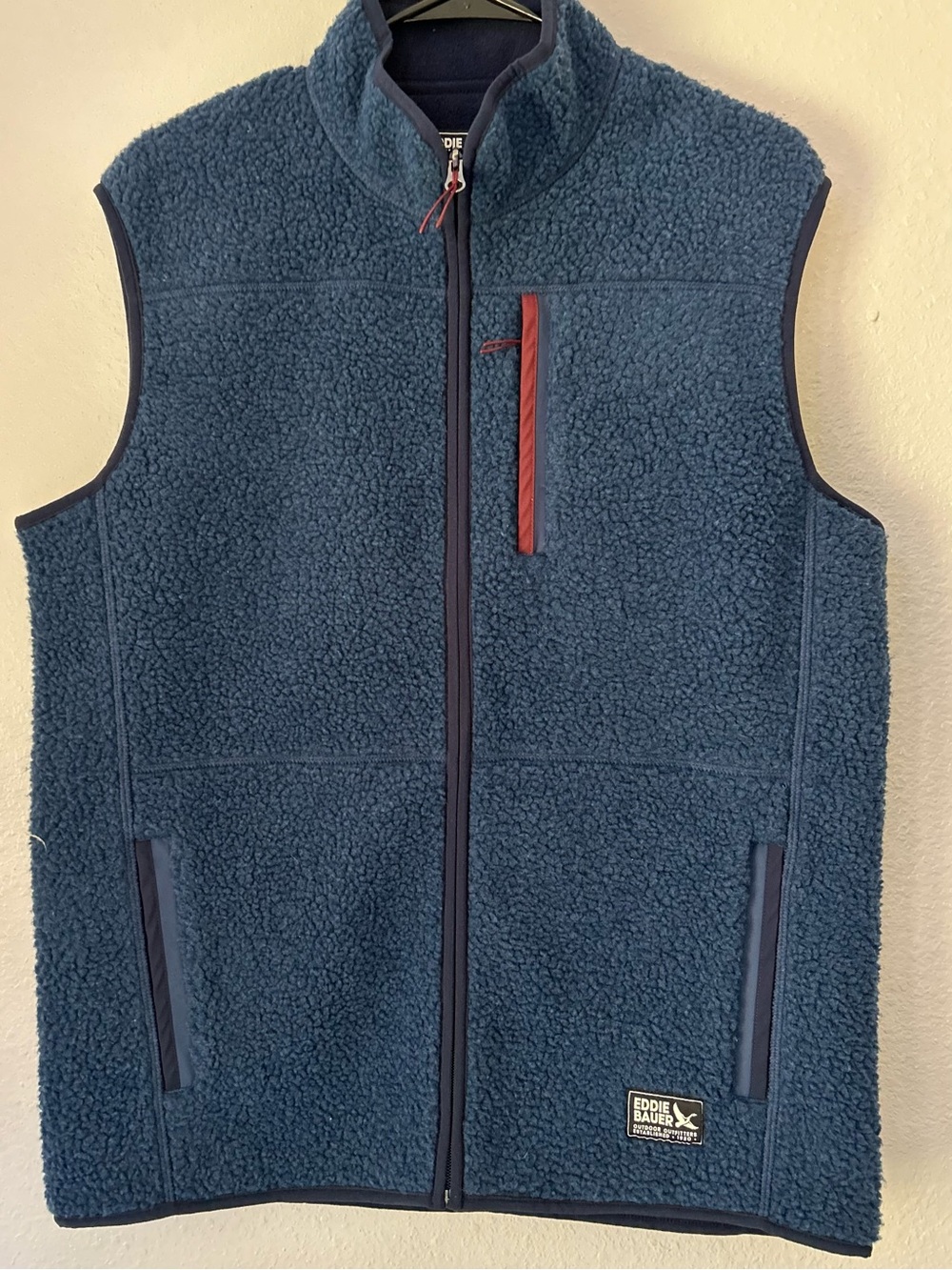 Eddie Bauer Men's Chilali Thick Fall Fleece Sherpa Layering Vest Dusk Blue